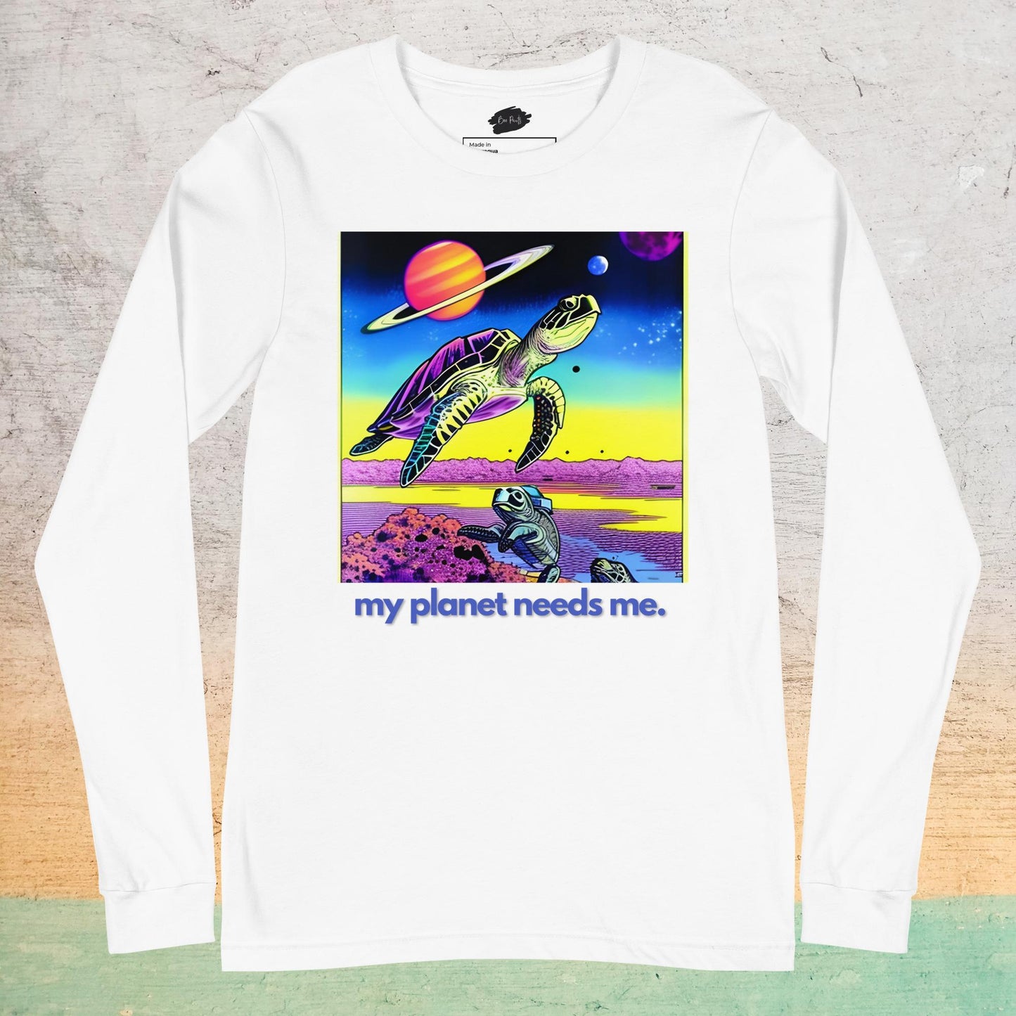 Premium Crew Neck Long Sleeve Tee - My Planet Needs Me |  | Bee Prints