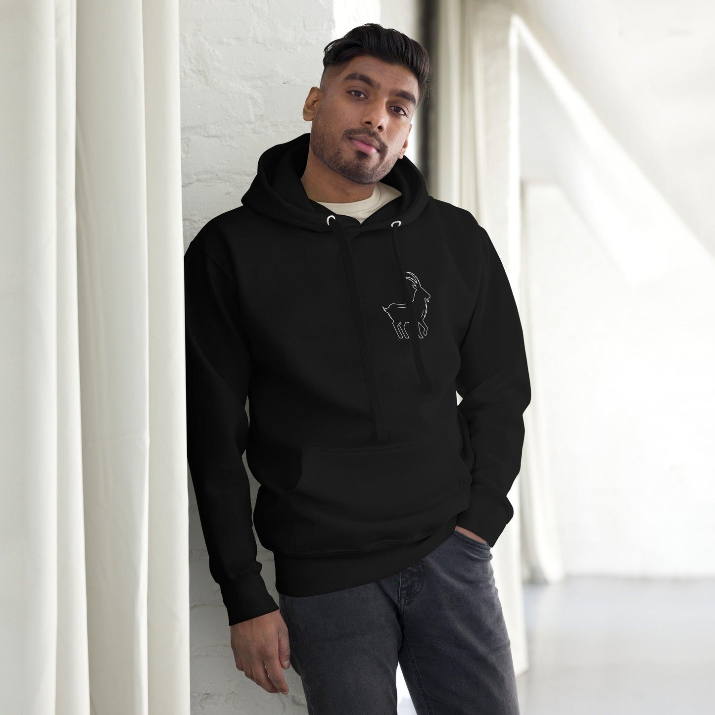 Premium Crew Neck Hoodie - minimal goat