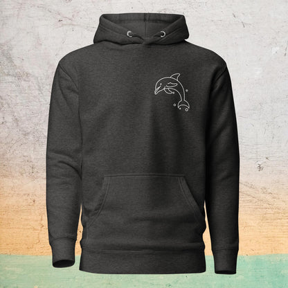 Premium Crew Neck Hoodie - minimal dolphin