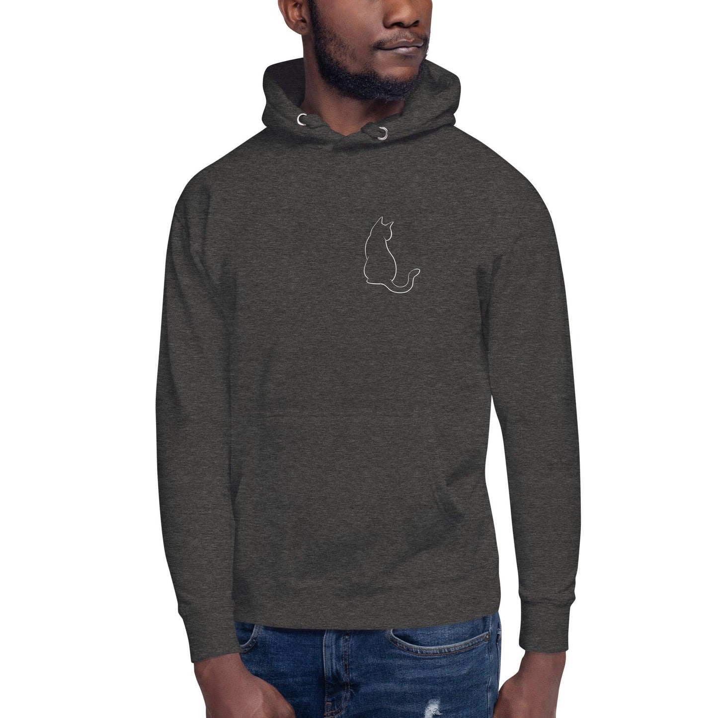 Premium Crew Neck Hoodie - minimal cat