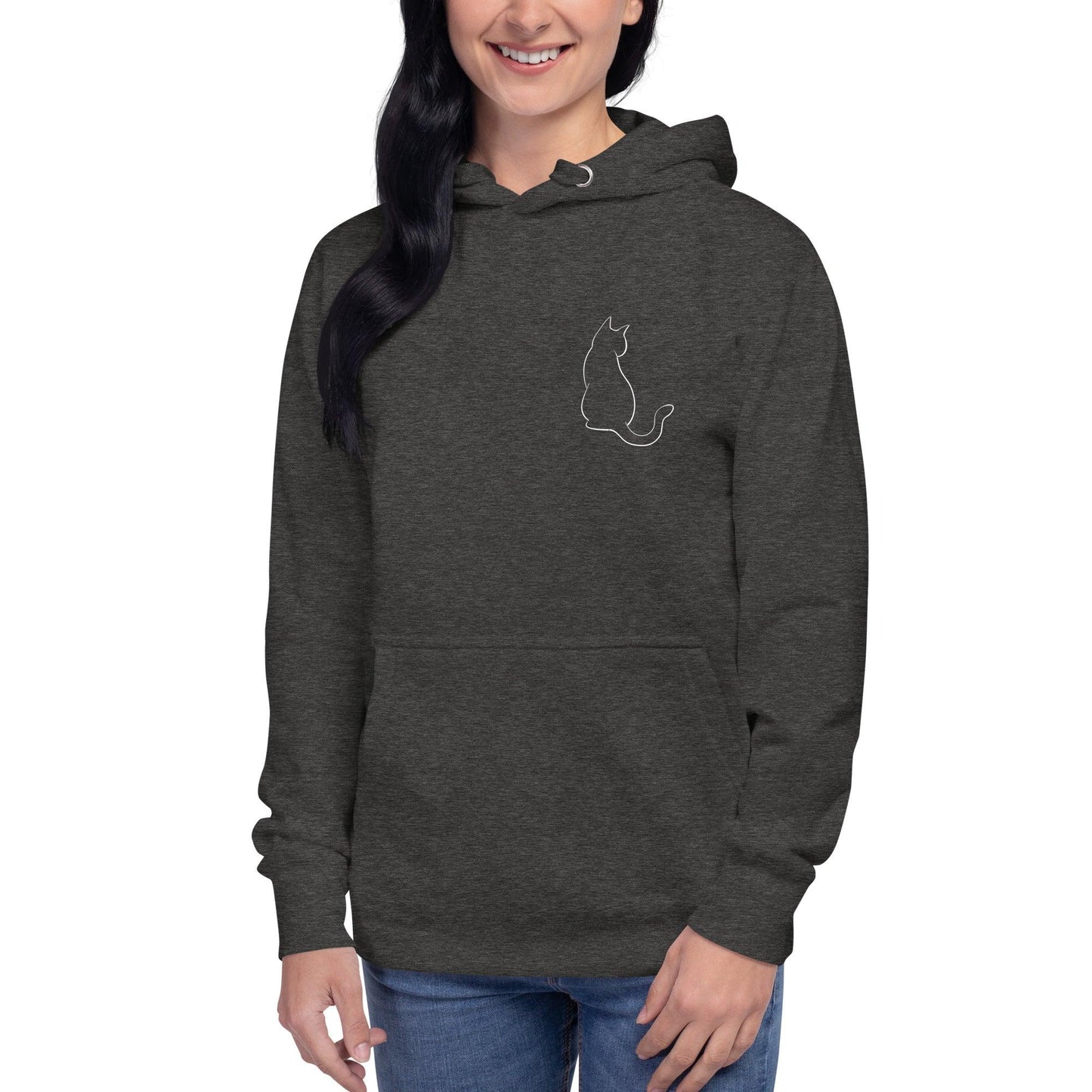 Premium Crew Neck Hoodie - minimal cat