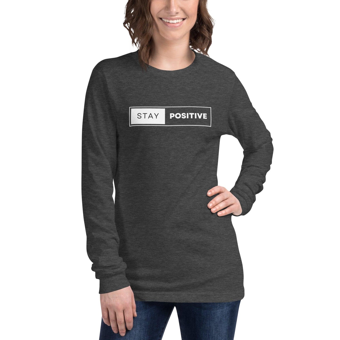 Premium Crew Neck Long Sleeve Tee - Stay Positive