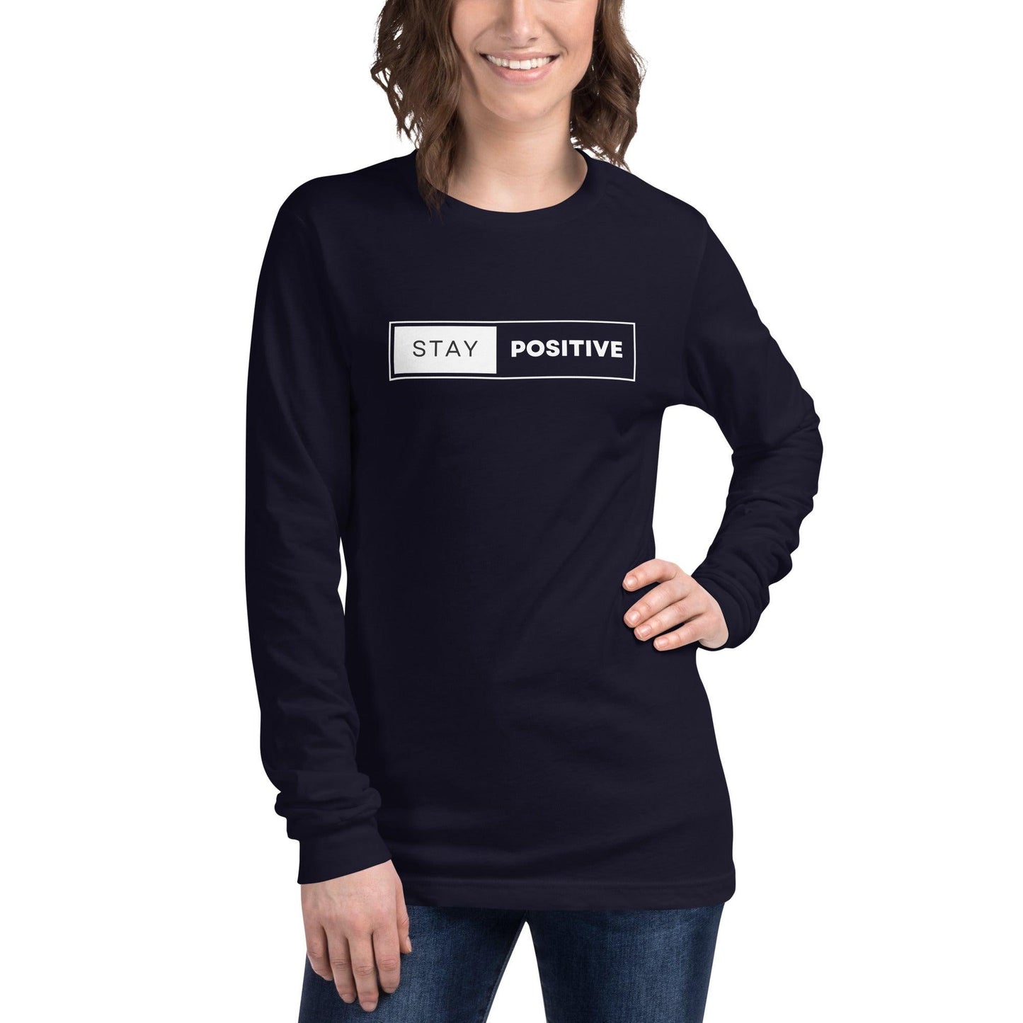 Premium Crew Neck Long Sleeve Tee - Stay Positive