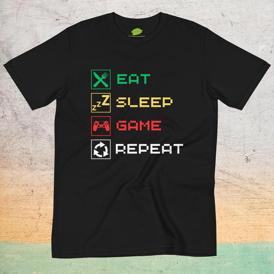 T-shirt Écologique à col rond - Eat Sleep Game Repeat