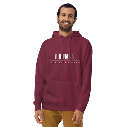 Premium Crew Neck Hoodie - I run on scrubs & coffee