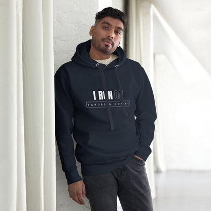 Premium Crew Neck Hoodie - I run on scrubs & coffee