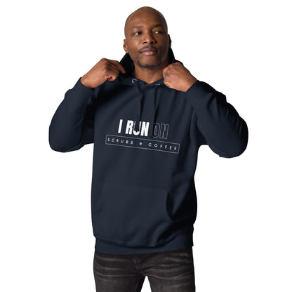 Premium Crew Neck Hoodie - I run on scrubs & coffee