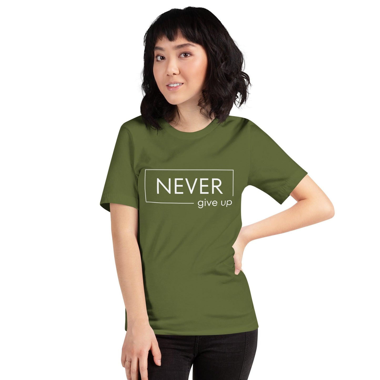 Premium Crew Neck T-shirt - Never Give Up